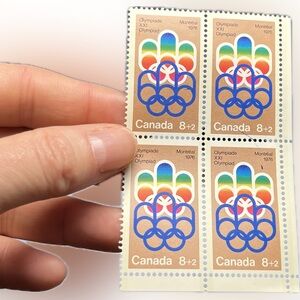 🎈4/$20 - CANDA 1976 Montreal Olympic Games. 8+2¢ LL 4-Stamp Plate Block.